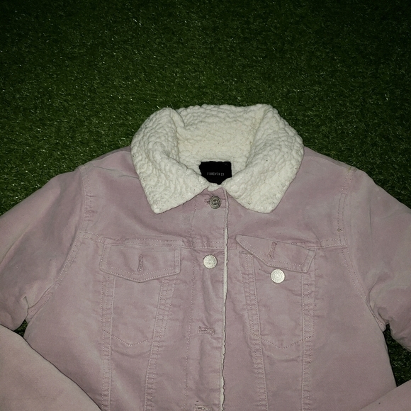 Forever 21 Lavender Purple Sherpa Jacket High Collar w/Pockets Size S H1 - Picture 2 of 7